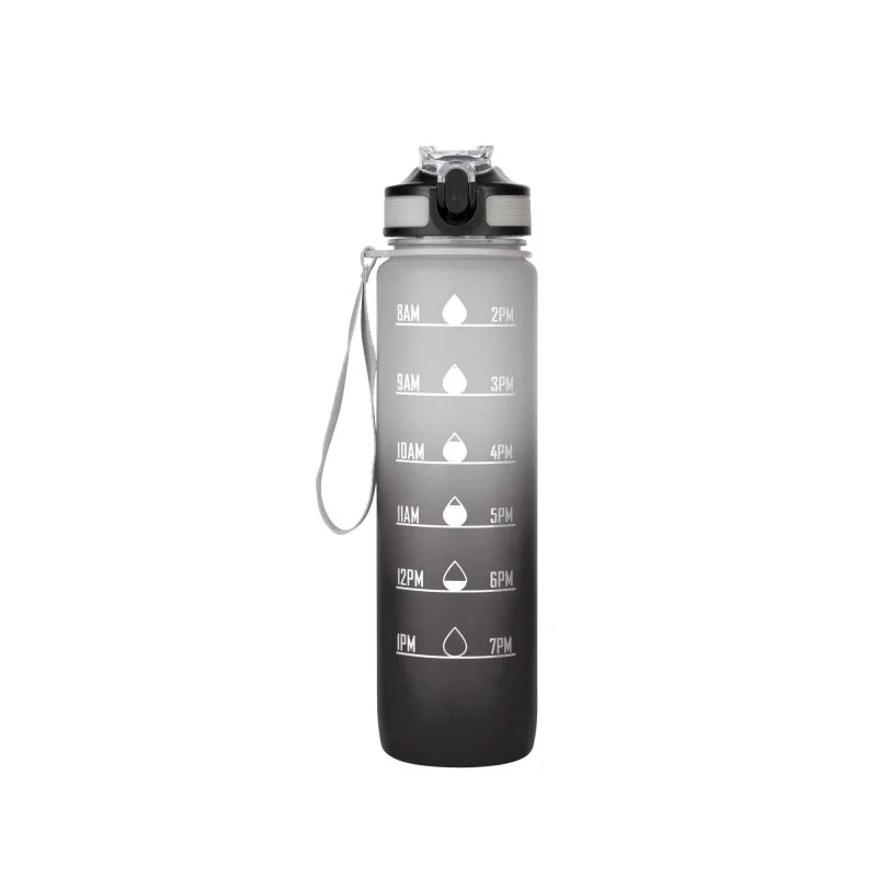 Botella Deportiva Motivacional Graf 1L, Color Negro/Blanco