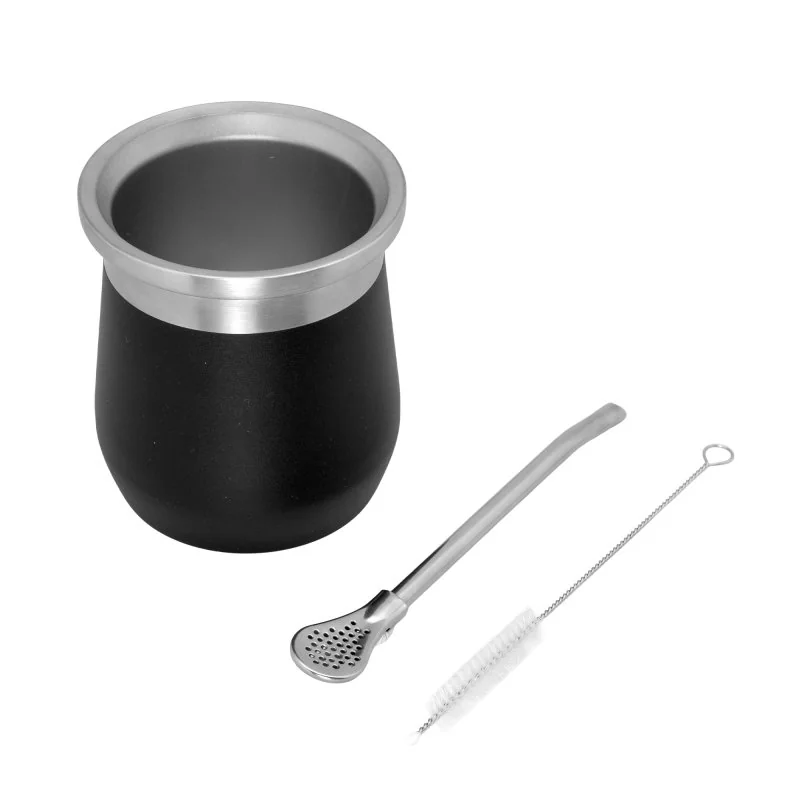Set de Mate Térmico Acero Folk 300ml, Color Negro, vista 6 de 10