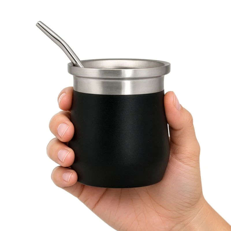 Set de Mate Térmico Acero Folk 300ml, Color Negro, vista 9 de 10