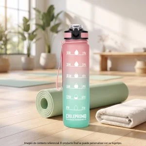 Botella Deportiva Motivacional Graf 1L, Color Rosa/Verde, vista 2 de 16