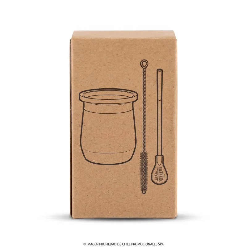 Set de Mate Térmico Acero Folk 300ml, Color Negro, vista 10 de 10