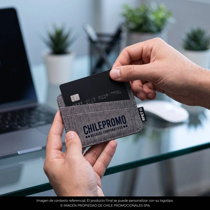 Tarjetero RPET Blocard con RFID, Color Gris, vista 2 de 6